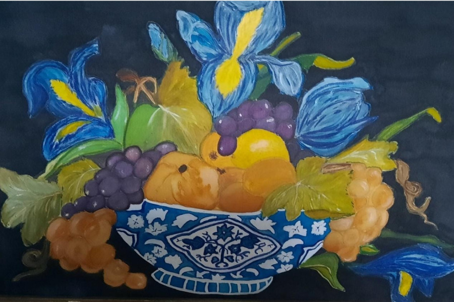 Peinture sur soie réalisée par l'atelier La Cordée
